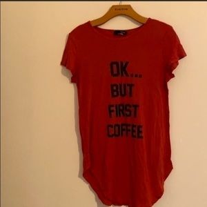 Burnt orange/red graphic tshirt, size XL.